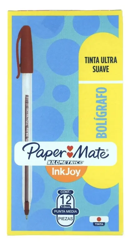 Bolígrafos Paper Mate Kilométrico Caja 12 Piezas Tinta Roja