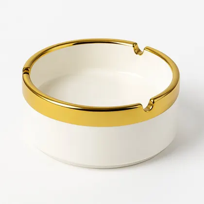 Cenicero de Cerámica Redondo con Filo Dorado 10 cm