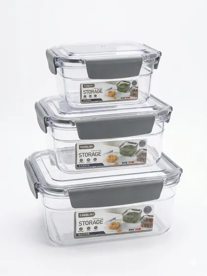 Contenedor Hermético 3 en 1 Cuadrado para Alimentos