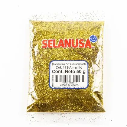 Diamantina Selanusa 50 g Ultrabrillante Color Amarillo