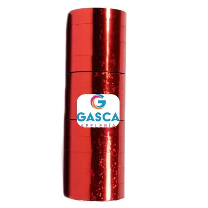 Cinta Diurex Decorativa Metálica 12 Rollos Rojo